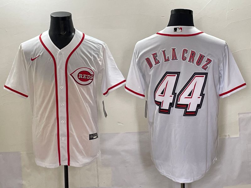 Men 2025 Cincinnati Reds #44 Delacruz White Joint Name Nike MLB Jersey style 06